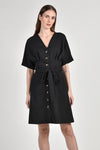 DELPHINE Dress with Belt (Black)