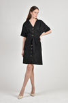 DELPHINE Dress with Belt (Black)