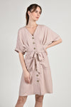 DELPHINE Dress with Belt (Blush)