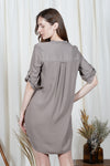 KLINE Pleat Front Detail Dress (TAUPE)