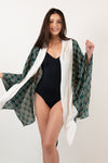HUMPHRIES Two-Way Draped Kimono (Multi White Combi)