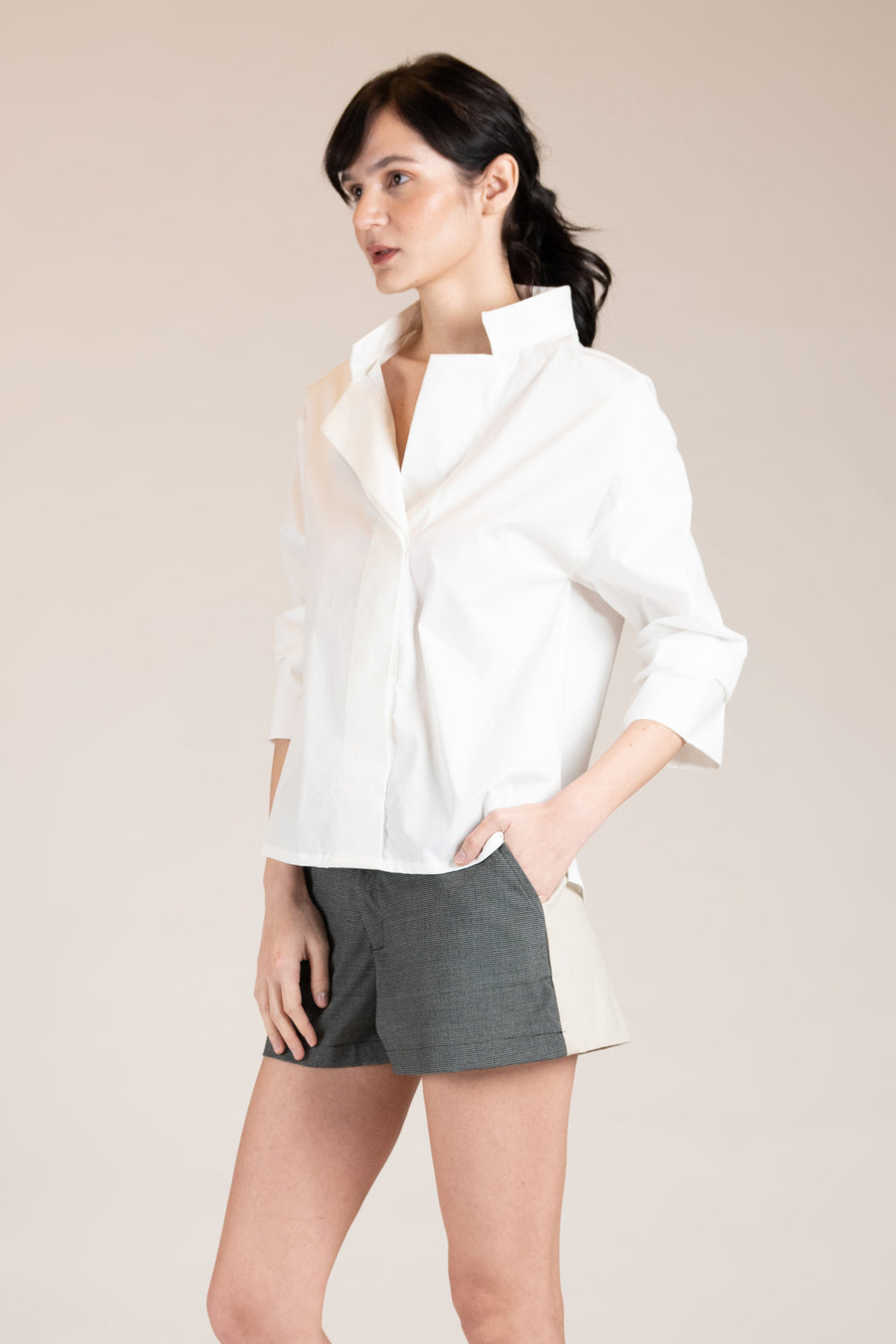 MONTPELLIER Wide Placket Top (OFF-WHITE)