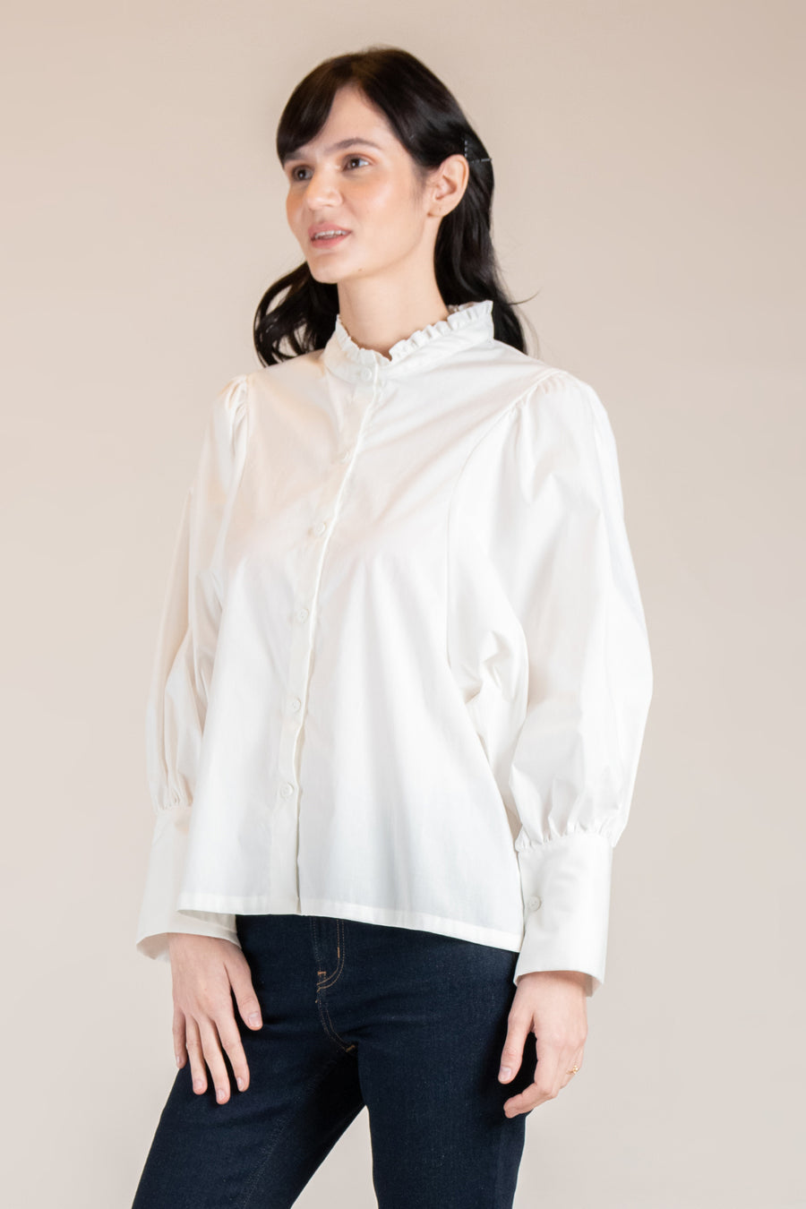 OSHIRO Bishop Sleeve Top (Off-White)