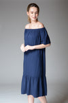 HOSTA Off-Shoulder Midi Dress
