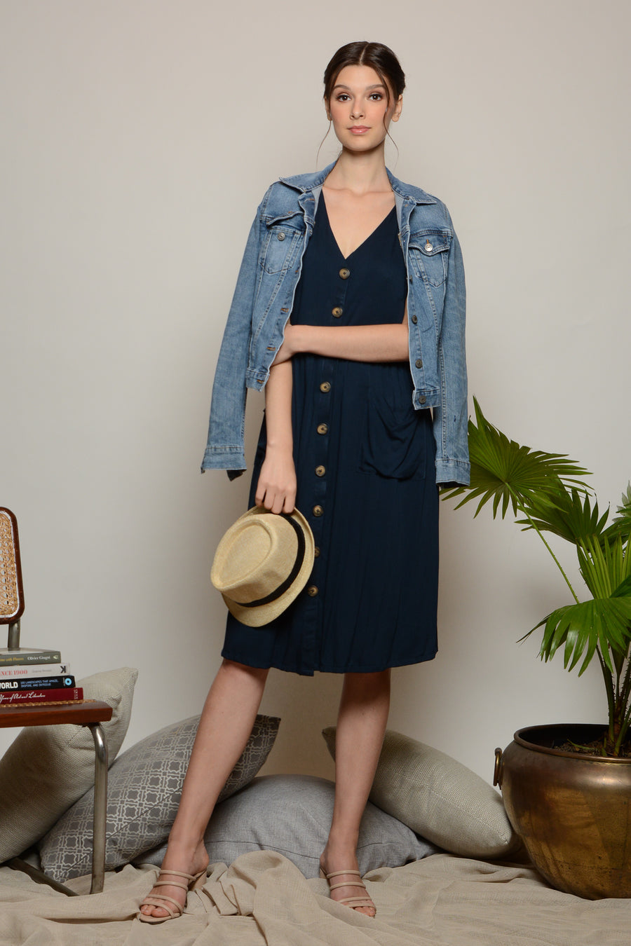 LANNIKAI Button Down Midi Dress