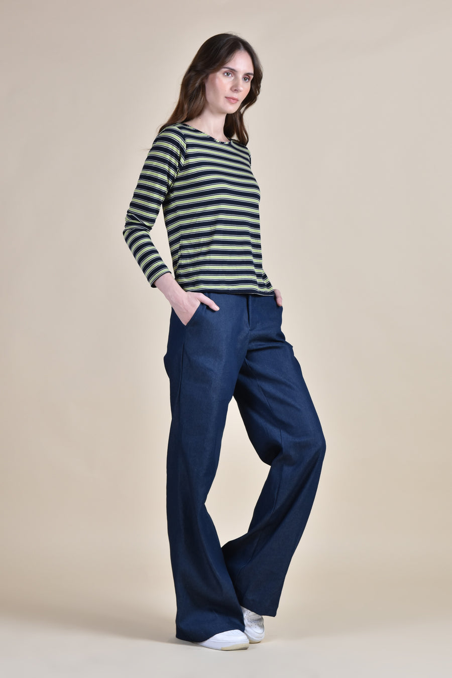 EHAKO Striped Pullover (Green Stripe)