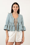 EUNOS Tiered Jacket (Blue Tweed