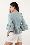 EUNOS Tiered Jacket (Blue Tweed