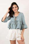 EUNOS Tiered Jacket (Blue Tweed