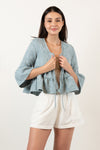 EUNOS Tiered Jacket (Blue Tweed