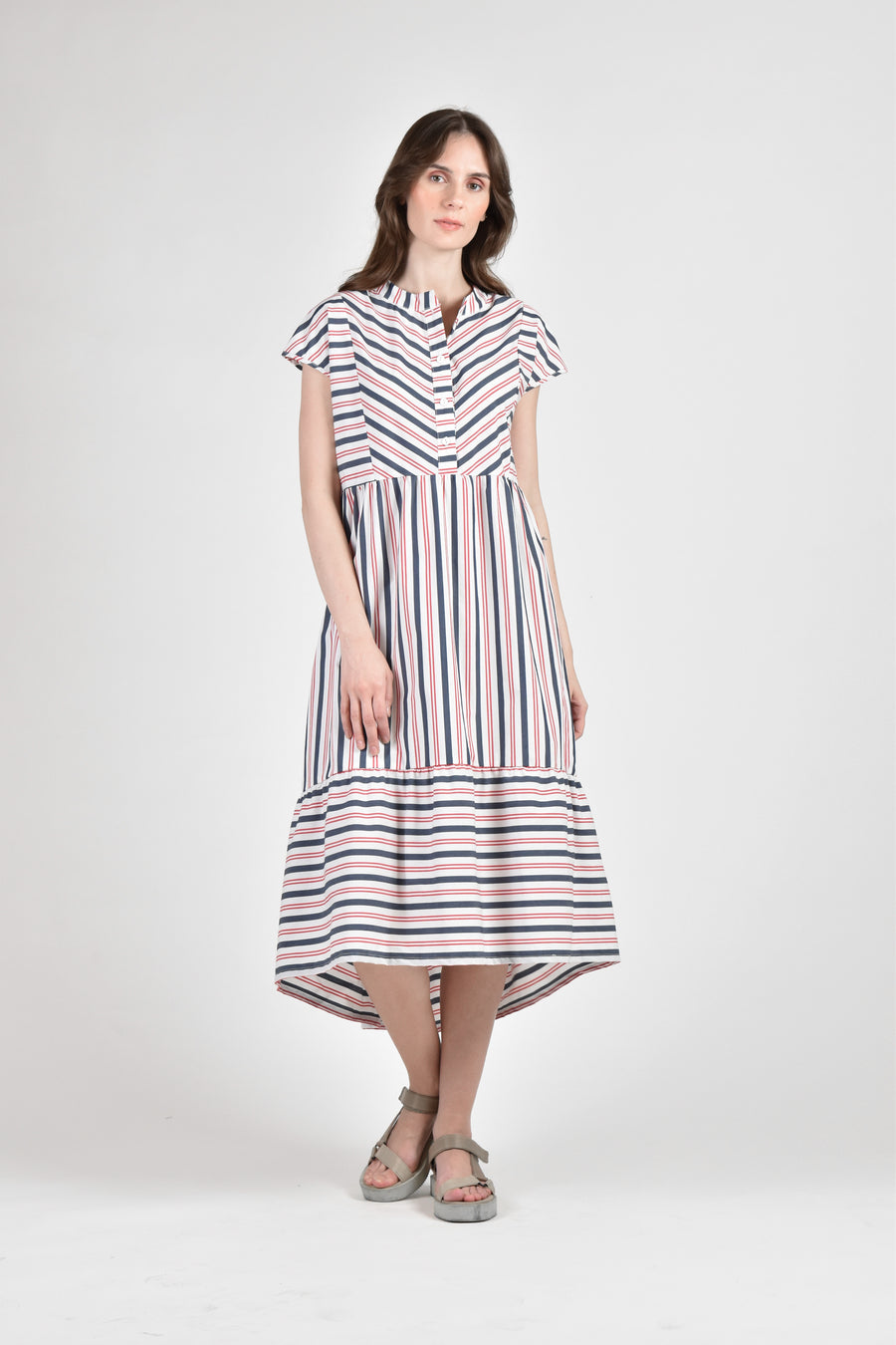 FIONA Tiered Dress (Striped Multi)