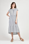 FIONA Tiered Dress (Blue Pinstripes)