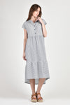 FIONA Tiered Dress (Blue Pinstripes)