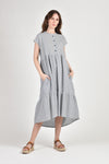 FIONA Tiered Dress (Blue Pinstripes)