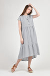 FIONA Tiered Dress (Blue Pinstripes)