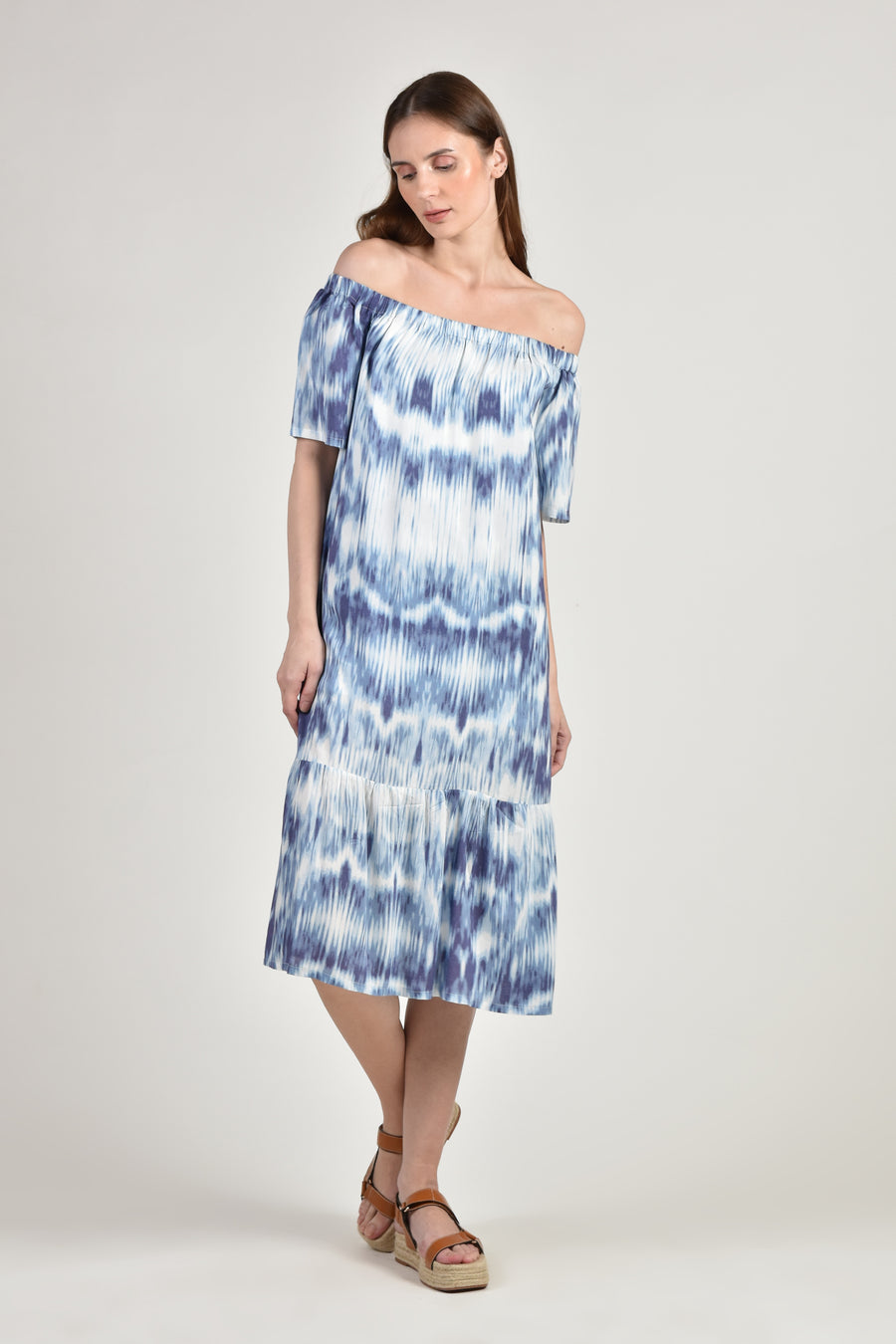 HOSTA Off-Shoulder Midi Dress