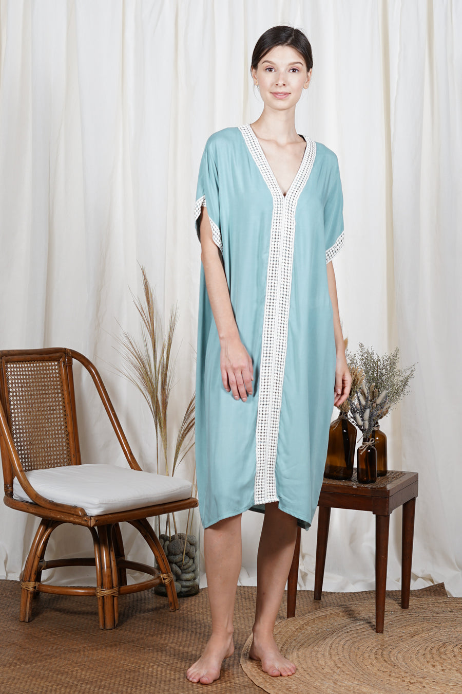 IHILANI Kaftan with Trim (Seafoam)