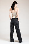 IRVINE High Waist Wide Leg Trousers (BLACK)