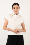 KOVAN Standing Collar Top (Off White)