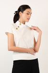 KOVAN Standing Collar Top (Off White)