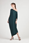 LEVEAU Asymmetrical Maxi Dress (Bottle Green)