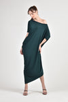 LEVEAU Asymmetrical Maxi Dress (Bottle Green)