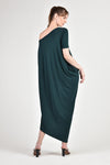 LEVEAU Asymmetrical Maxi Dress (Bottle Green)