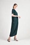 LEVEAU Asymmetrical Maxi Dress (Bottle Green)