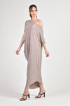 LEVEAU Asymmetrical Maxi Dress (Taupe)