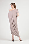 LEVEAU Asymmetrical Maxi Dress (Taupe)