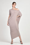 LEVEAU Asymmetrical Maxi Dress (Taupe)