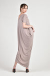 LEVEAU Asymmetrical Maxi Dress (Taupe)