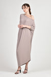 LEVEAU Asymmetrical Maxi Dress (Taupe)