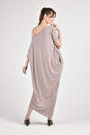 LEVEAU Asymmetrical Maxi Dress (Taupe)