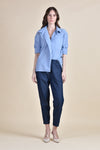 MALLORY One Button Top (Blue Linen)