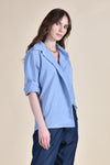 MALLORY One Button Top (Blue Linen)
