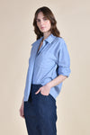 MALLORY One Button Top (Blue Linen)