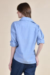 MALLORY One Button Top (Blue Linen)