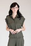 MENTON Flap Pocket Top (ARMY GREEN)