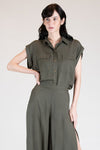 MENTON Flap Pocket Top (ARMY GREEN)