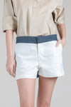 MORTES Color Blocked Shorts (White and Sky)