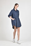 NEVILL Shirtdress with Pleat Detail (Dotted Navy)