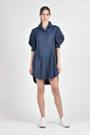 NEVILL Shirtdress with Pleat Detail (Dotted Navy)