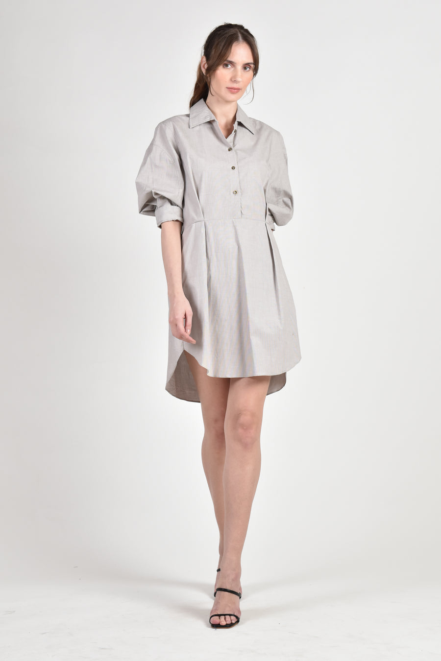 NEVILL Shirtdress with Pleat Detail (Nude)