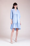 NIMES V-neck Tiered Dress (Dotted Blue)