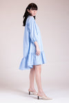 NIMES V-neck Tiered Dress (Dotted Blue)