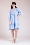 NIMES V-neck Tiered Dress (Dotted Blue)