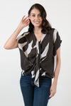 NORWICH Draped Front Top (Brown Printed)