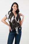 NORWICH Draped Front Top (Brown Printed)