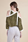 NYX Cold Shoulder Top (Olive Dots)